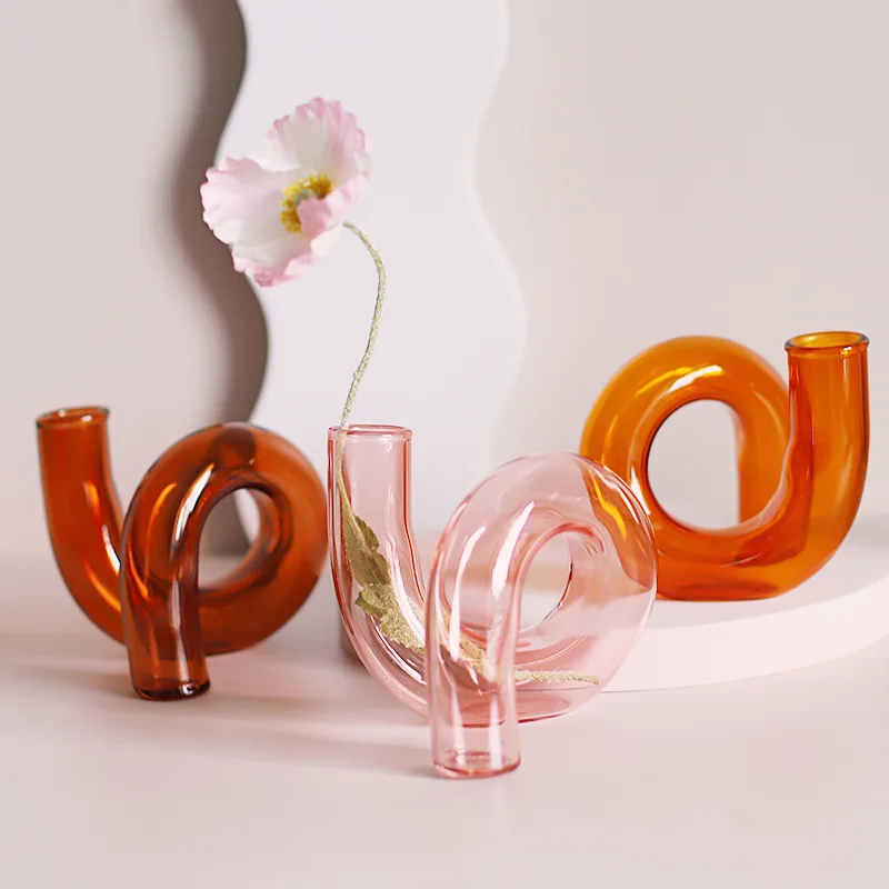 Creative Glass Vase Candle Holders Clear Flower Vase Wedding Centerpieces Home Decoration Table Centerpieces Candlestick Holder