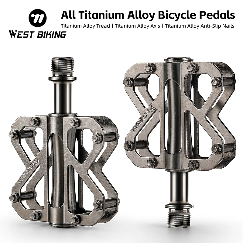 

WEST BIKING Full Titanium Bicycle Pedals Professional Road Bike Platform Speed 3 Bearings Ultralight Racing Pedal Bike Parts