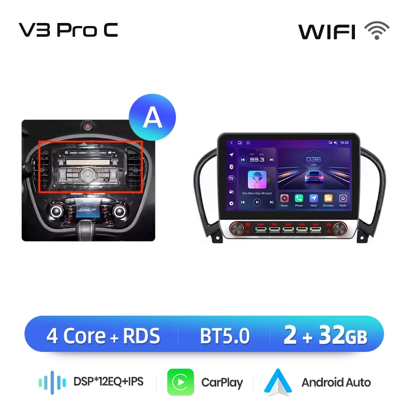 Junsun 13.1″ QLED Draadloze CarPlay Android Auto Autoradio Voor Nissan Juke F15 2010-2014 Intelligente Systemen DSP SWC RDS GPS FM