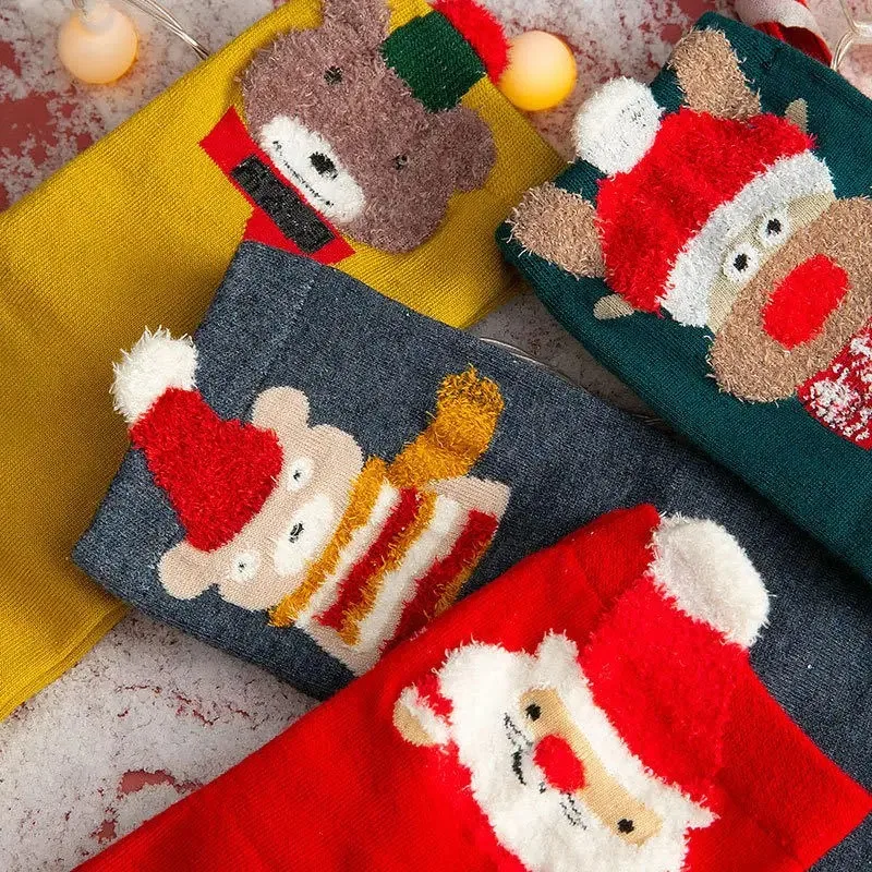 Santa Socks Christmas Decoration for Home Merry Christmas Ornament Happy New Year Xmas for Girls Gifts