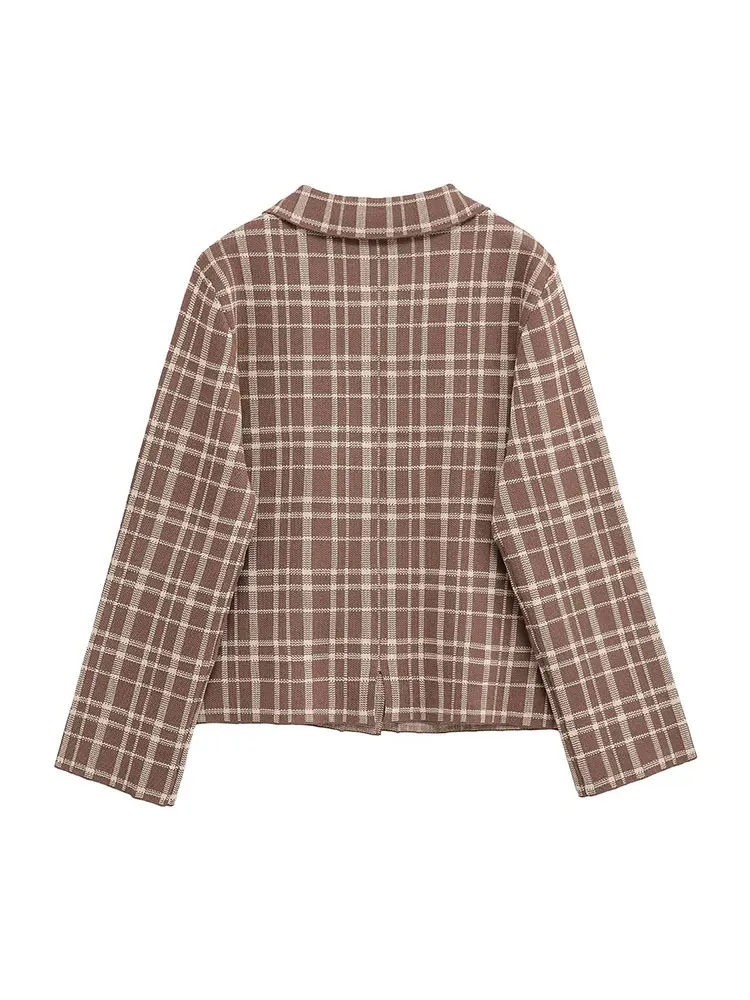 NLZGMSJ Woman Streetwear Single Breasted Long Sleeve Knitted Cardigan Plaid Sweater Coats  Women 2025 Casual Knit Top