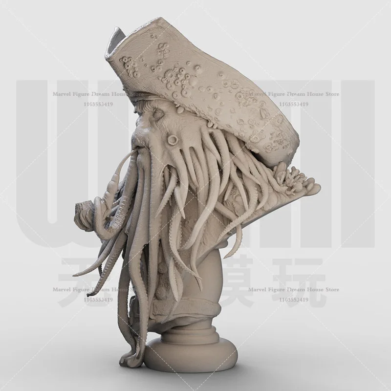 1/16 1/10 1/6 Scale Caribbean Pirate Ghost Ship Captain Davy Jones Fantasy Adventure Movie 3D Resin Un-panited Male Bust Model