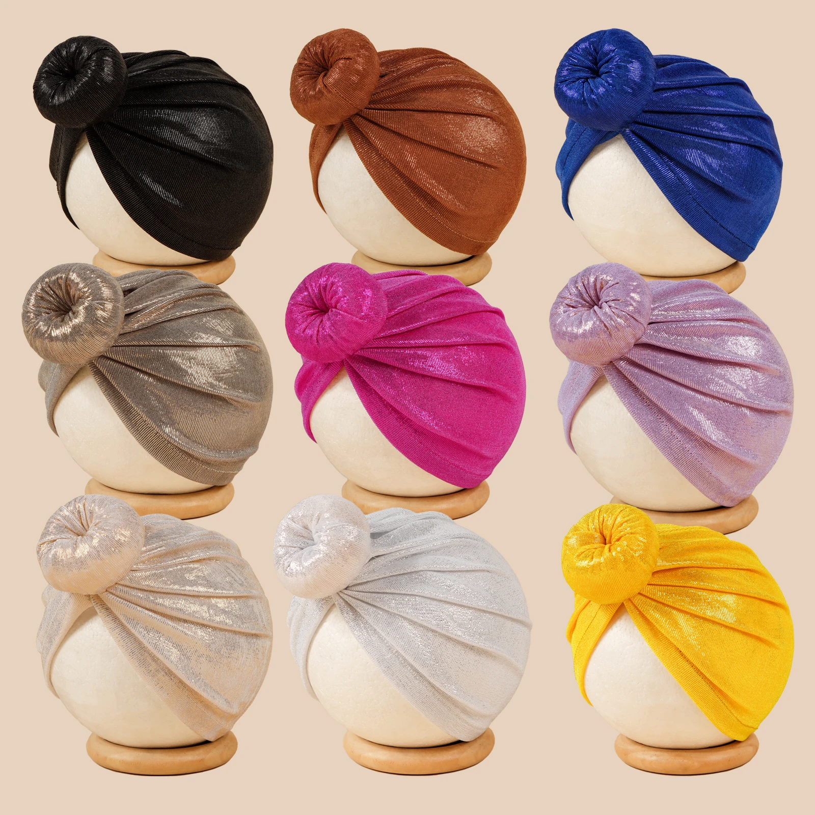 

Newborn Baby Girls Solid Color Bow Turban Hat - Infant round Knot Beanie Cap Toddler Donut Bonnet Kid Photo Props Headwear