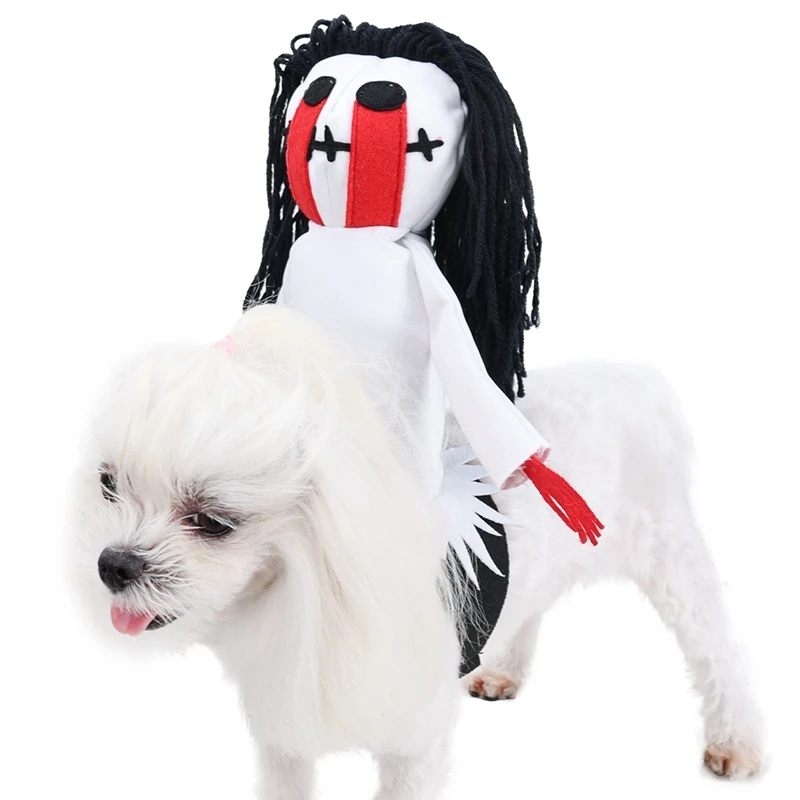 Halloween Dog Costume Funny Knight Sadako Ghost Outfit Knight Style Dog Cosplay Costume Sets Pet Clothing For Bulldog Dogs Coat