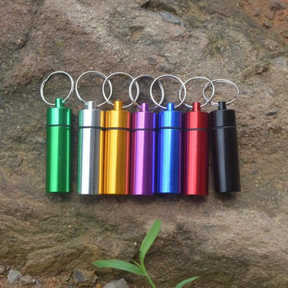 Waterproof Keychain Container Sealed Jar Keychain Mini Waterproof Pill Storage Bottle Keychain Holder for Travel Portable Sealed