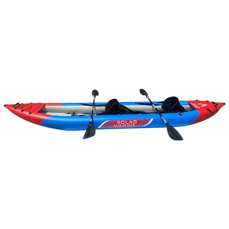 

2 Person Tandem Inflatable Fishing Kayak with Air Deck Aluminum Paddles Pump 13 ft Angler Blow Up Canoe