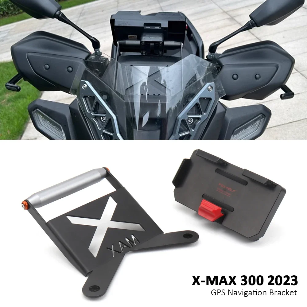 For Yamaha X-MAX Xmax 300 XMAX300 2023 Motorcycle GPS Phone Holder USB Wireless Charger Navigation Support Bracket Mount Stand