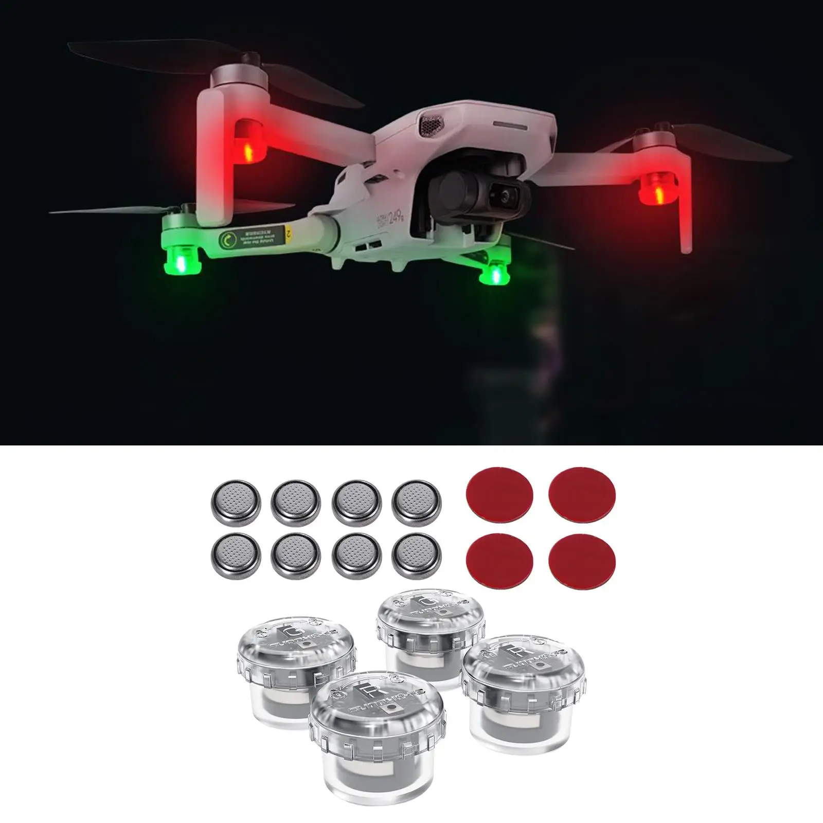 4x LED Luce di volo notturna Segnale di luce lampeggiante notturna Estensione indicatore di allarme per DJI Mavic Mini 2/ Mavic Air 2 / Mini