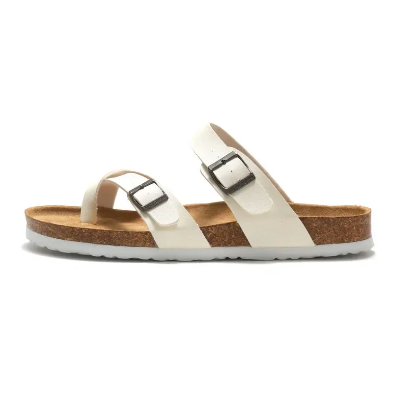 Men's Slippers Cork Metal Buckle Decoration Solid Color Fashion Trend Non Slip Soft Thick Flat Shoes Waterproof Outdoor Beach