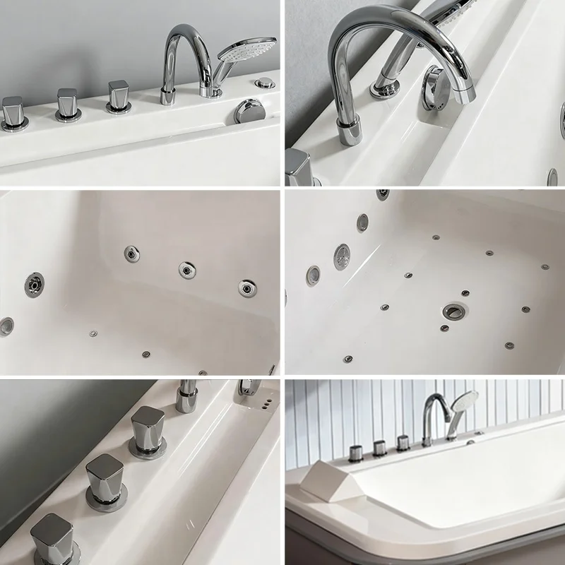 Luxury Indoor Bathroom Soaking Whirlpools Air Massage Bathtub Modern SPA Corner Built In Bath Tubs