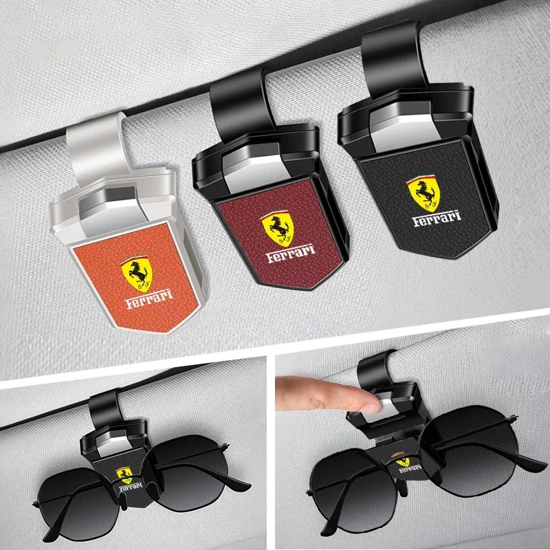 Parasol de aleación de Zinc para coche, soporte para gafas, estuche para gafas de sol con Clip para f-ferrari 308 GT4 328 GTB GTS F355 Modena F430 458ltalia 488