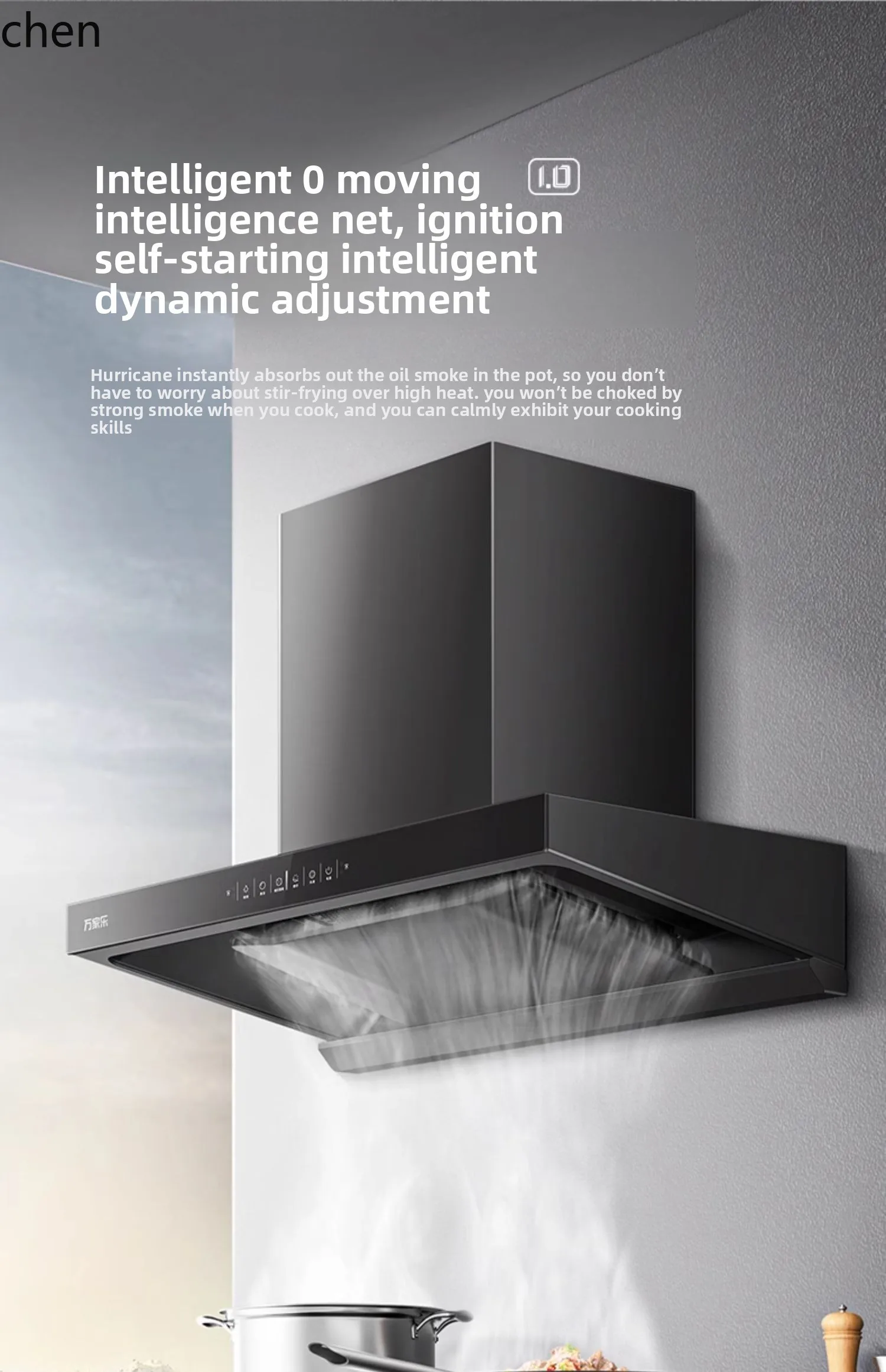 เครื่องดูดควัน ZML ห้องครัวในครัวเรือน เครื่องดูดควันดูดขนาดใหญ่ด้านบน