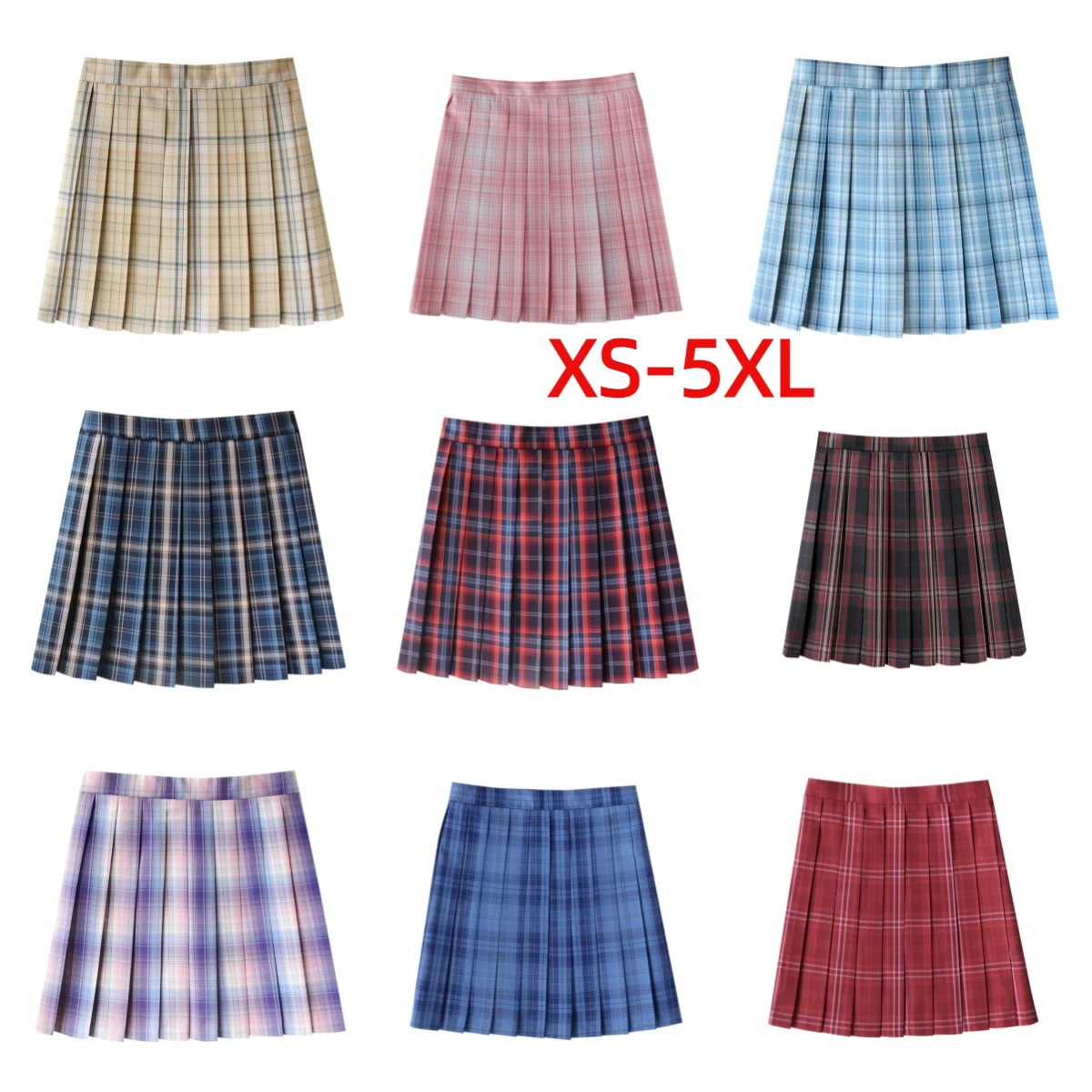 

XS - 5XL High Waist Skirt Ladies Summer Clothes Women's A Line Harajuku Korean Black Mini Pleated Skirt For School Girl Uniform