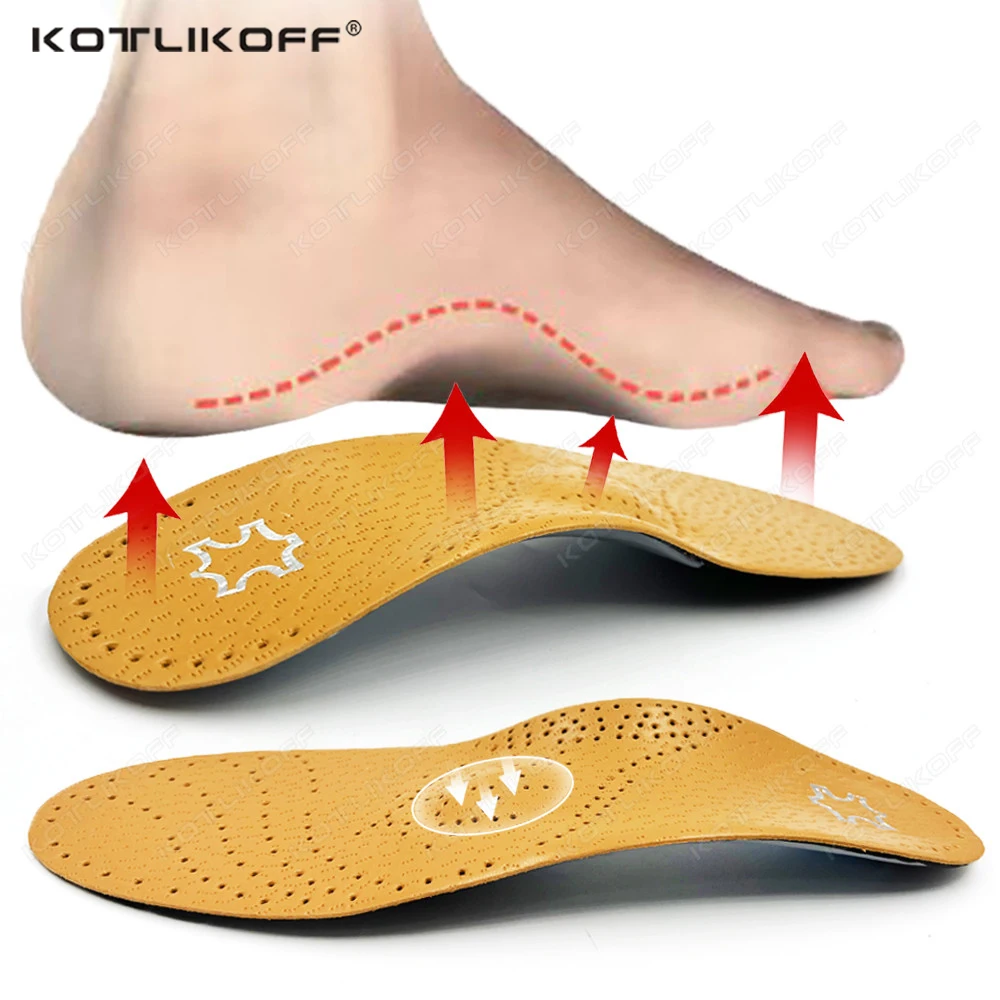 Leather Orthopedic Insoles For The Feet Correction Flat Feet High Arch Support Foot Pads Deodorant Sneakers Shoes For Men Insert