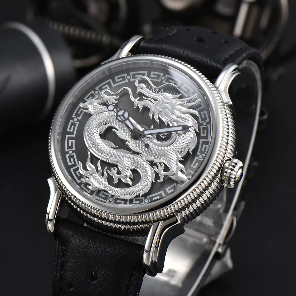 OUMASHI Design 42.5mm Dragon Watch Miyota8215 Movement Waterproof Men\'s Watch Stainless Steel Waterproof 100m