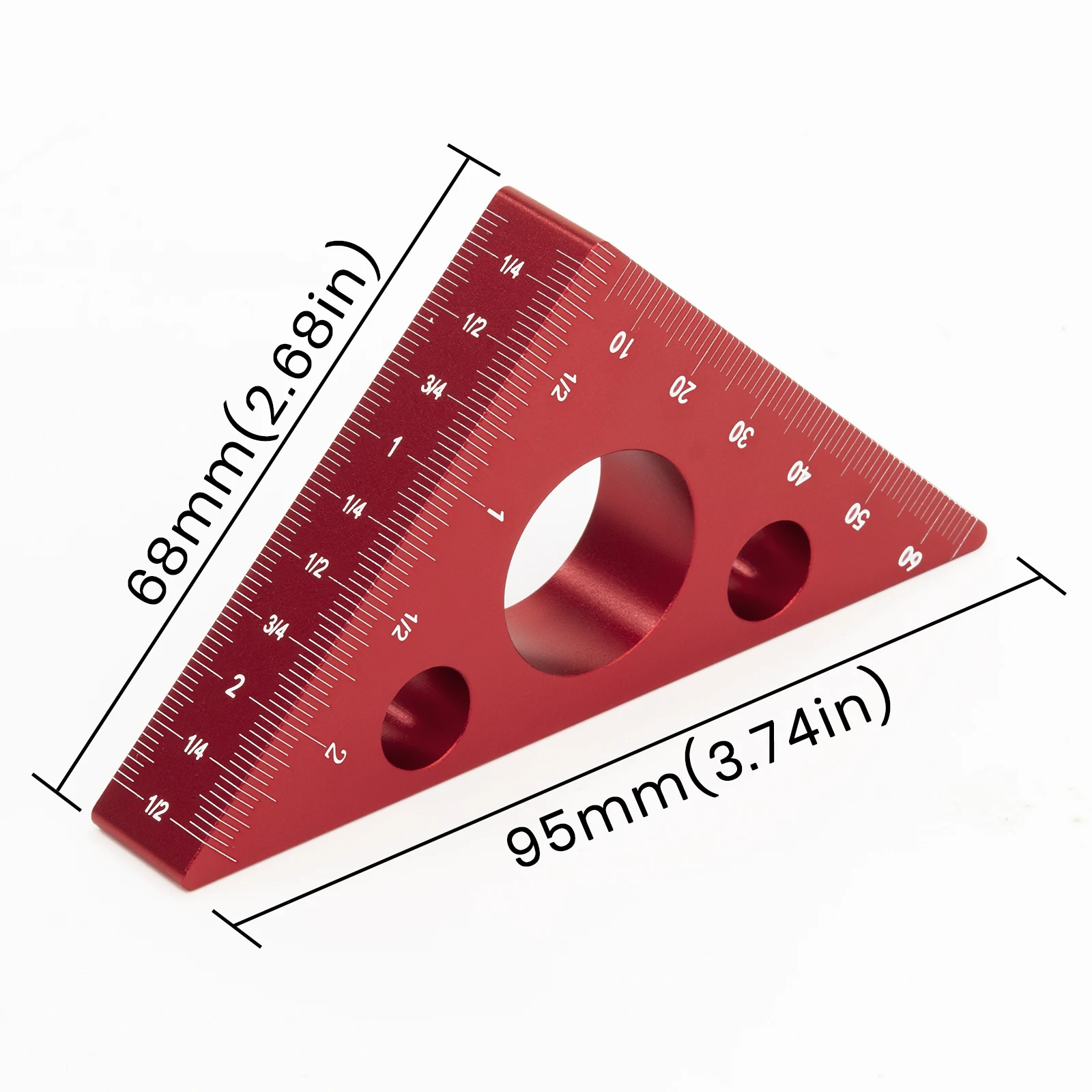 1 Stück Dreieckslineal, 45/90 Grad metrische Skala, Präzisions-Winkellineal, verdicktes Höhenlineal aus Aluminiumlegierung, Multifunktionsholz