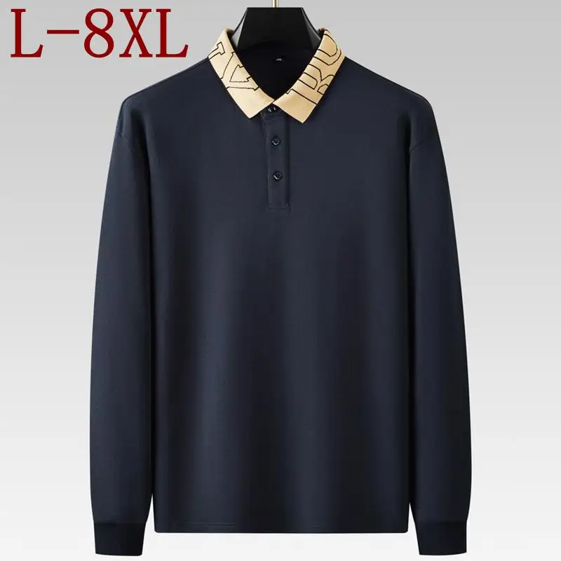 

8XL 7XL 6XL 2023 New Autumn High End Luxury Design Polo Shirt Men Brand Clothing England Style Mens Shirts Loose T-shirt Homme