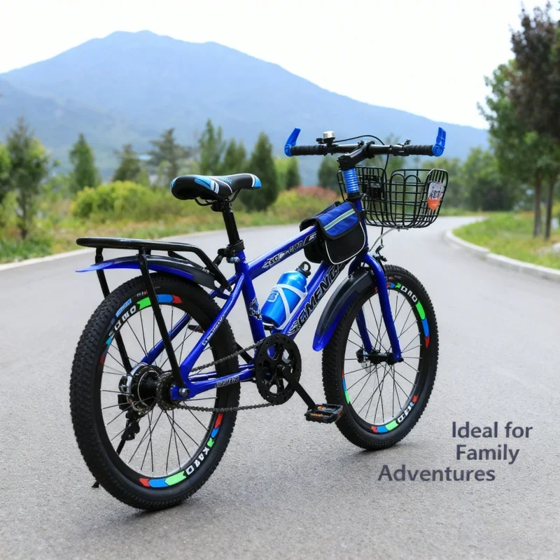 

Royal Blue Single Speed Children's Bicycle with Rear Seat Rack And Basket Bag 20 Inch 22 Inch Mountain Bike for Kids 6-10 Years