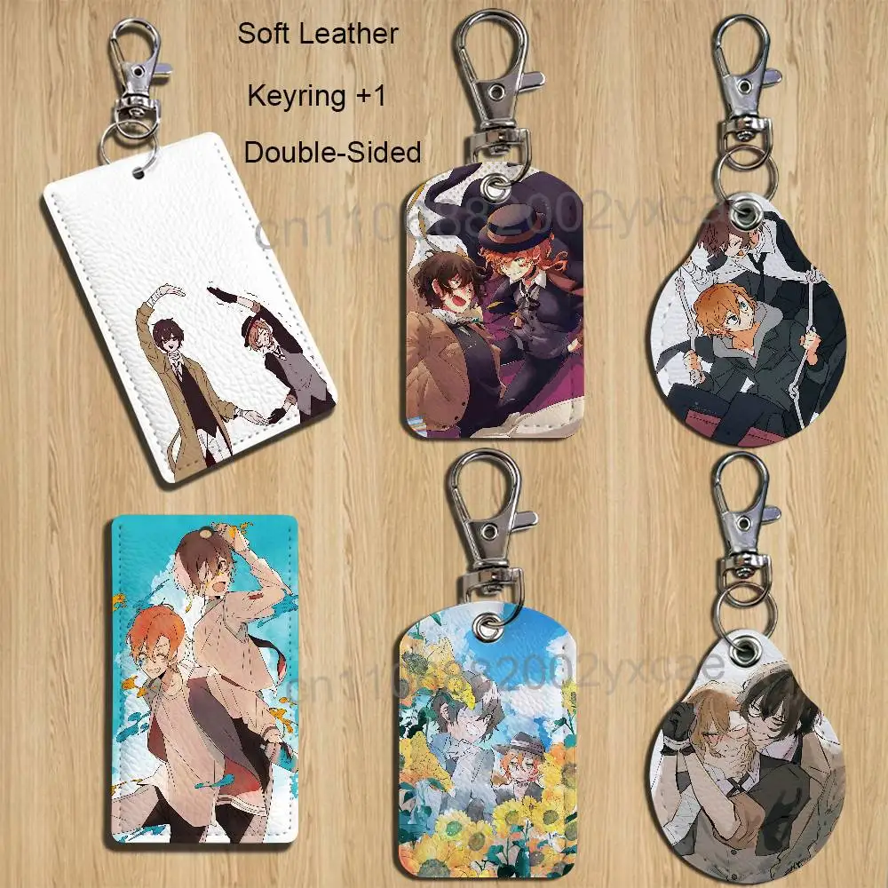 Jaded and cynical Soukoku BSD Chuuya Dazai Card Holder With Keychain Executive Protection For Bank Credit Subway Bus Case