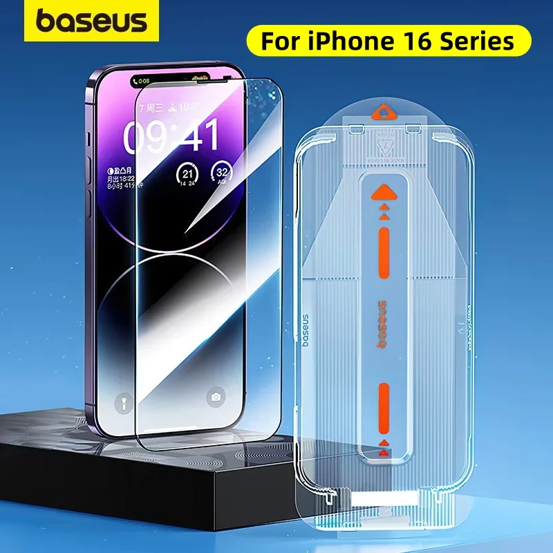 Baseus Ultra HD Tempered Glass for iPhone 16 15 Pro Max Screen Protector with Dust-Proof Installation Tool Full Protective Film