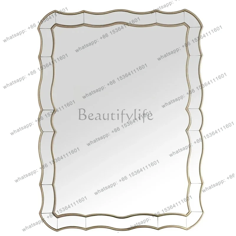 

European bathroom makeup mirror led bedroom with lamp dressing mirror wall hanging retro decorative enigma mirror