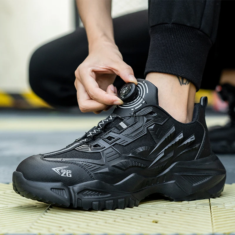 Waliantile nova almofada de ar sapatos de segurança das sapatilhas das mulheres dos homens à prova de punctura anti-smashing botas de trabalho