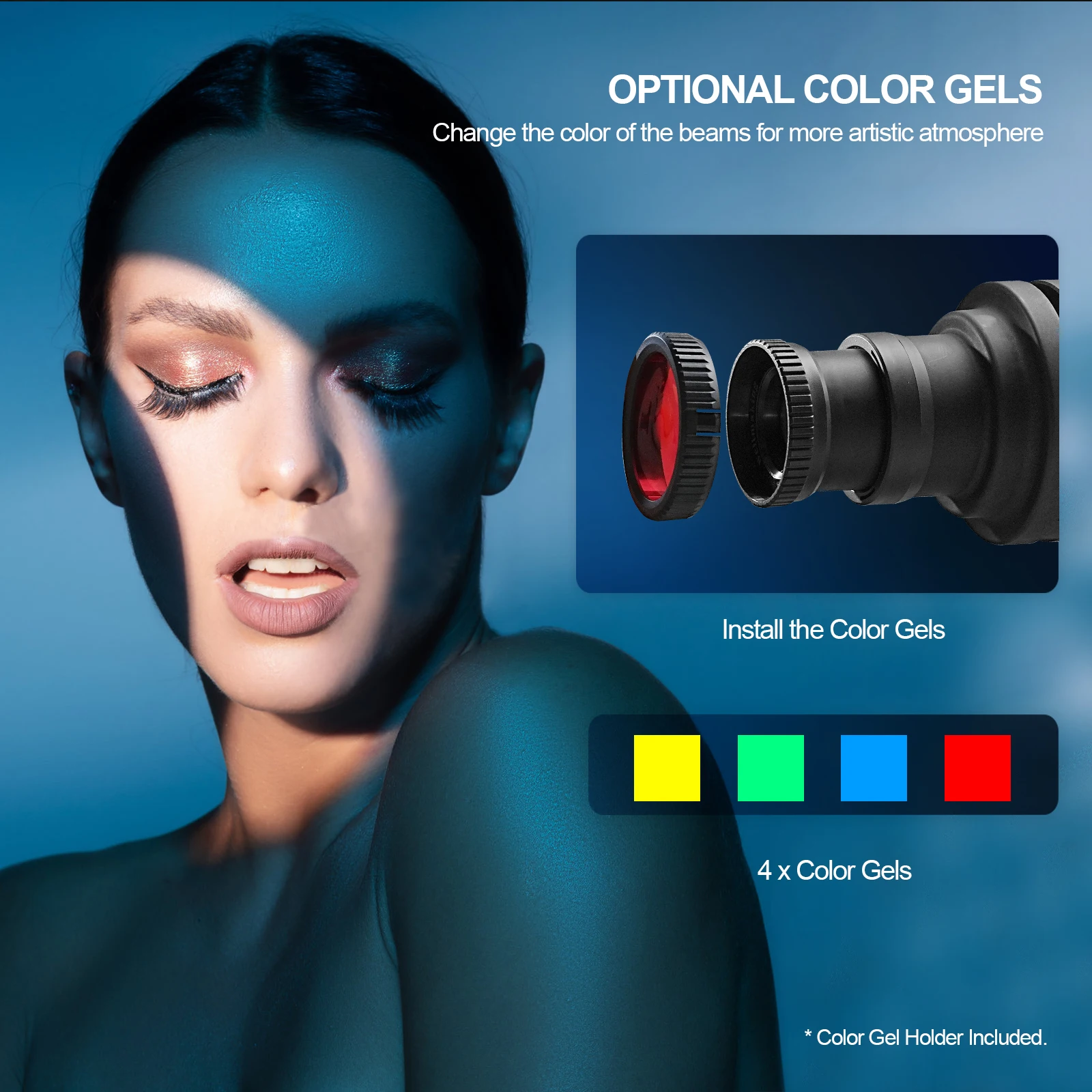 WELLMAKING S-80LED Bowens Mount Optical Conical Snoot Spotlight Kit. Adjustable Focus 38°Lens; Delivering sharp and crisp edges