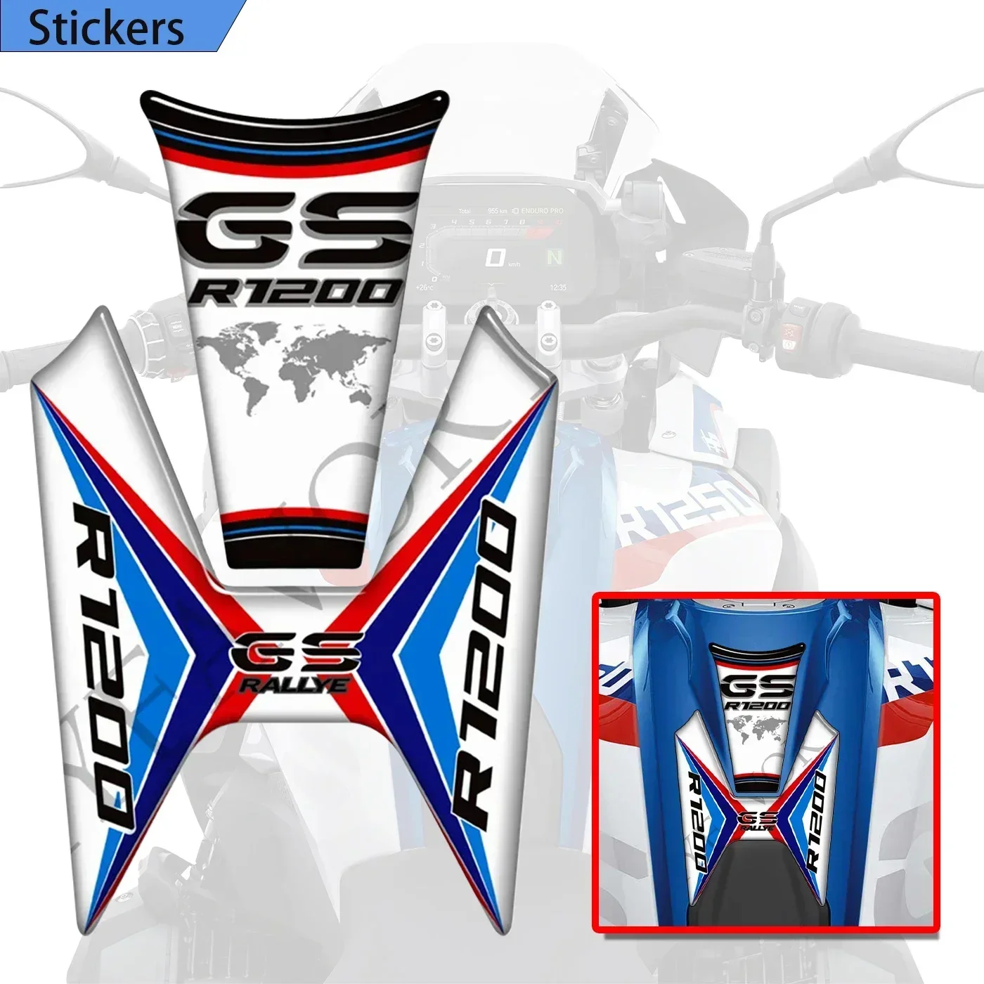 

R1200 3D stickers Motorcycle Gas Fuel Oil Kit Knee Tank Pad Decals Protection Fairing Fender For BMW R1200GS R1200 R 1200 GS