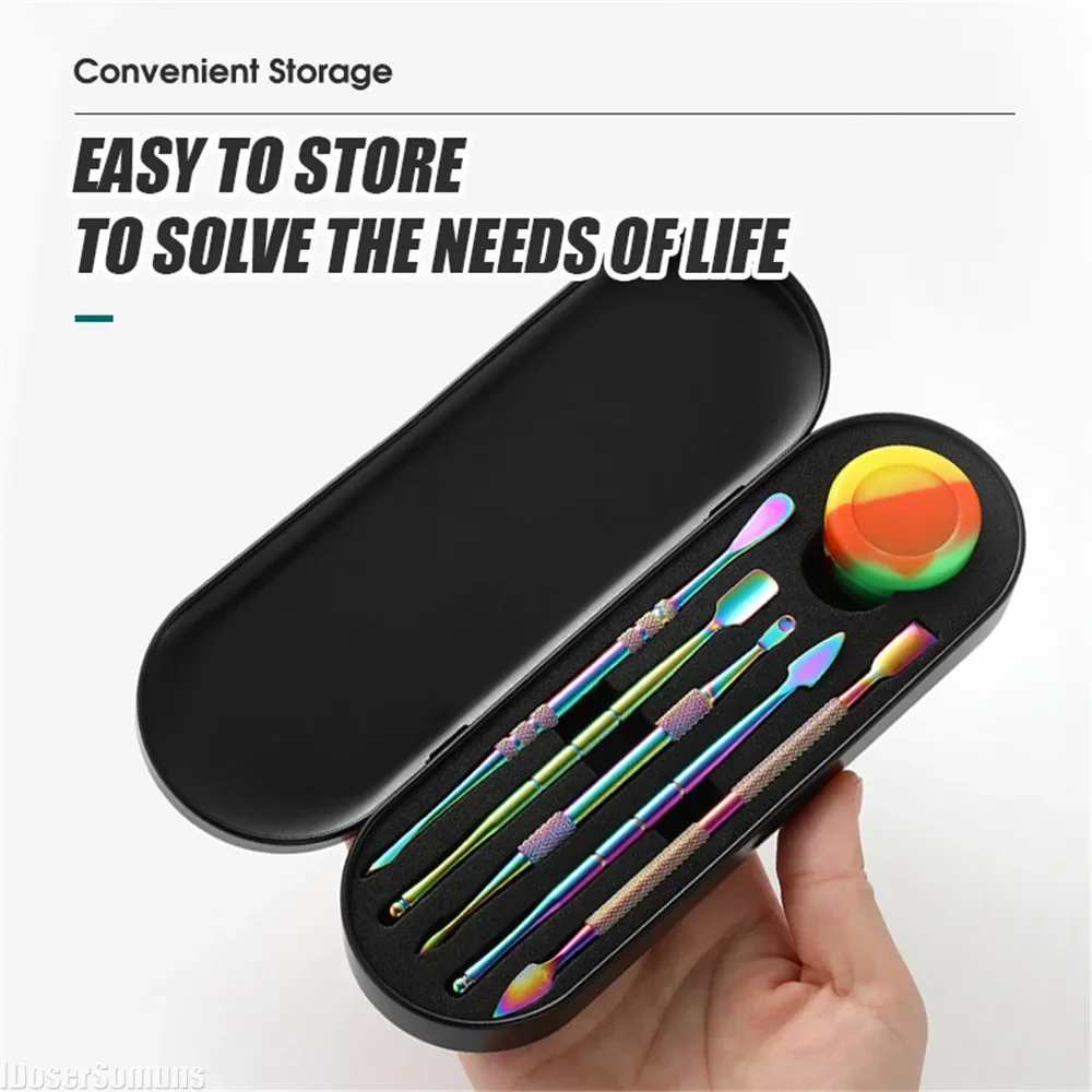 Wax Carving Rainbow/Sliver Stainless Steel Tools Double-Headed With Silicone Metal Wax Container Case Tools Set