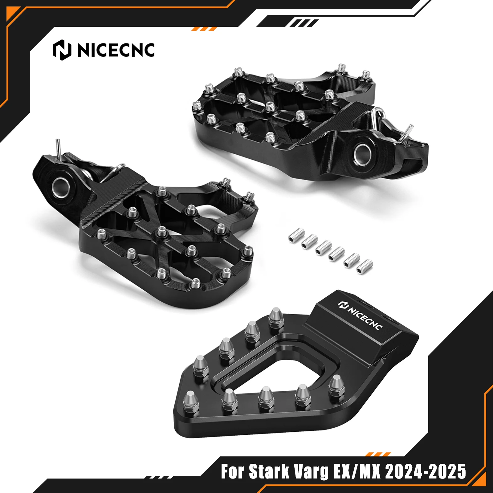 NICECNC For Stark Varg EX 2024-2025 Extender Foot Pegs Footrests & Rear Brake Pedal Tip For Stark Varg MX Electric Dirt Bike