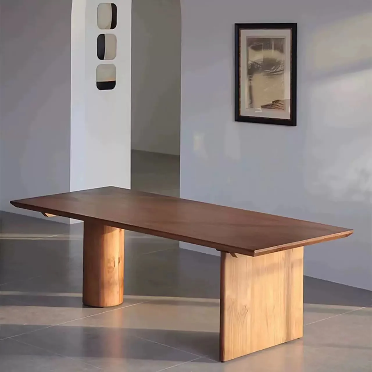 

Nordic medieval wabi-sabi wind long table log large board desk modern minimalist negotiation