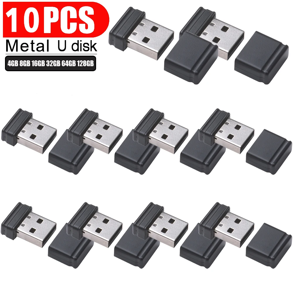 

10pcs/lot Super Mini Metal USB Flash Drive Waterproof Pendrive 128GB 64GB 32GB 16GB Real Capacity Memory Stick Thumbdrive Gift