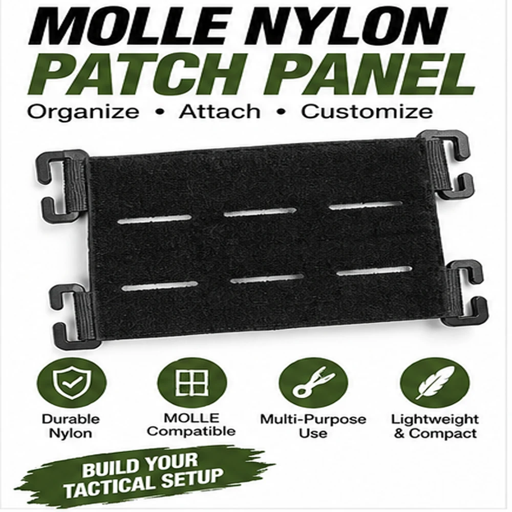 Nylon MOLLE Patch Panel Tactical Patch Display Holder Mini Hook Loop Patch Board Strip Backpack Outdoor Gear Hunting Accessories