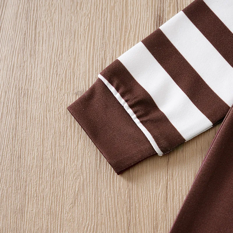 ملابس أطفال حديثي الولادة من عمر 0 إلى 24 شهرًا لعيد الشكر تركيا ملابس أطفال مخططة مطبوعة بأكمام طويلة لفصل الخريف والشتاء #5