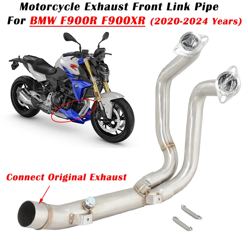 Slip On For BMW F900R F900XR 2020 2021 2022 2023 2024 Motorcycle Exhaust System Stainless Steel  Front Link Pipe Muffler