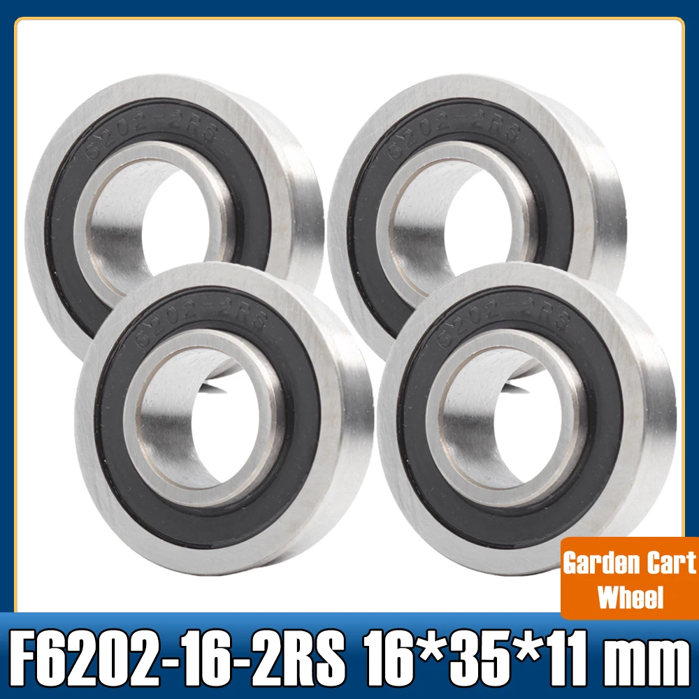 F6202 F6202RS Bearing F6202-16-2RS 16*35*11 mm ( 4 PCS ) Flange Ball Bearings F6202-RS Garden Cart Wheel Bearing