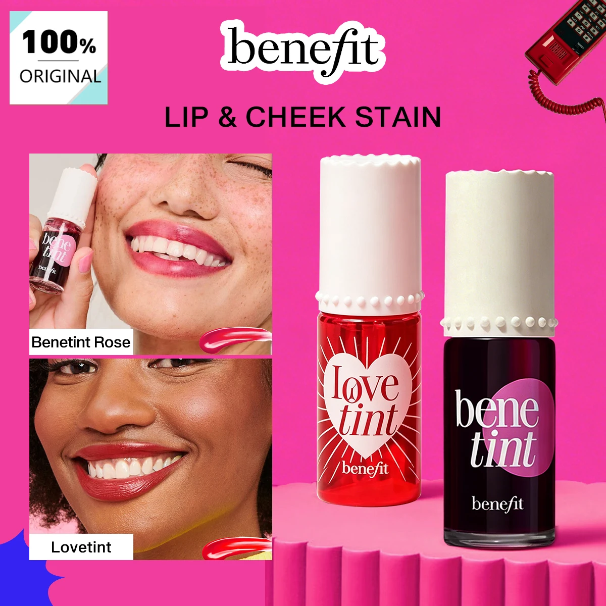 Benefit Cosmetics Liquid Lip Blush & Tint Benetint Rose/Lovetint, Multi-scene Matching, Mild Color Payoff, Fit Daily Makeup