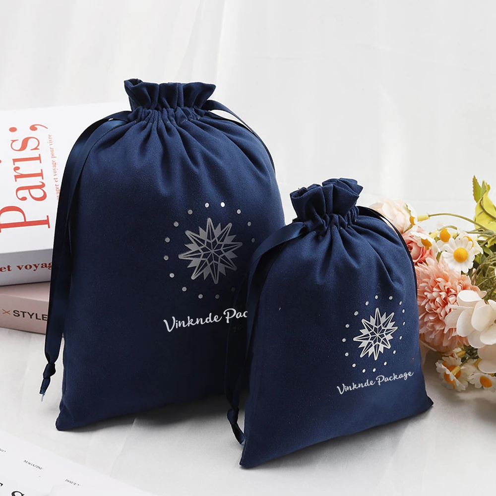 

100pcs Flannel Drawstring Jewelry Bag DIY Personalized Logo Velvet Packing Pouches Wedding Candy Storage Necklace Ring Organizer