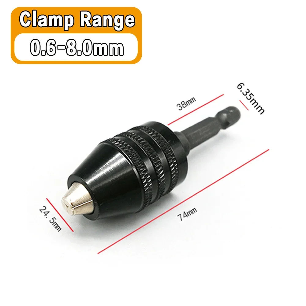 Stonego 1 peça mandril de broca sem chave 0.3-3.6mm/0.3-6.5mm/0.6-8.0mm 1/4 "mandril de broca sem chave conversor adaptador de haste hexagonal mudança rápida