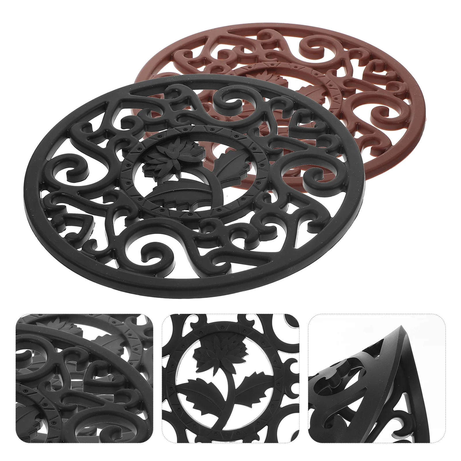 

2Pcs Silicone Trivet Mat Set Heat Resistant Hot Pan Pads Kitchen Pot Holders Insulated Countertop Hot Dish Mats Non-Slip Pot