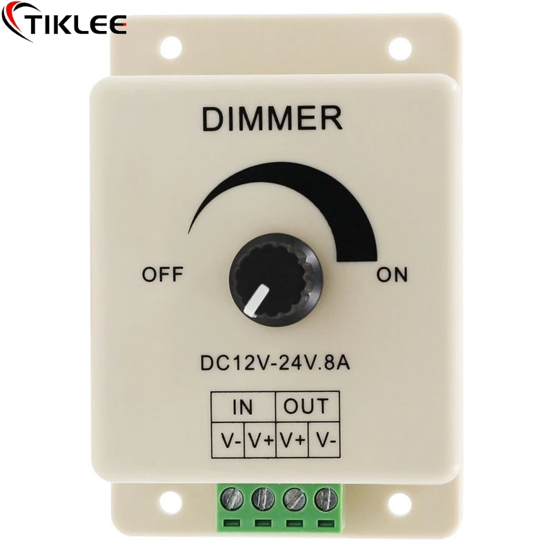 

LED Dimmer Switch 12-24V 8A Adjustable Brightness Lamp Strip Driver Single Color Light Power Supply Controller