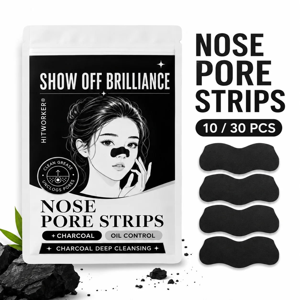 10/30pcs Charcoal Nose Strips for Deep Pore Cleansing, Effectively Remove Blackheads, Purify Skin & Non-Irritating