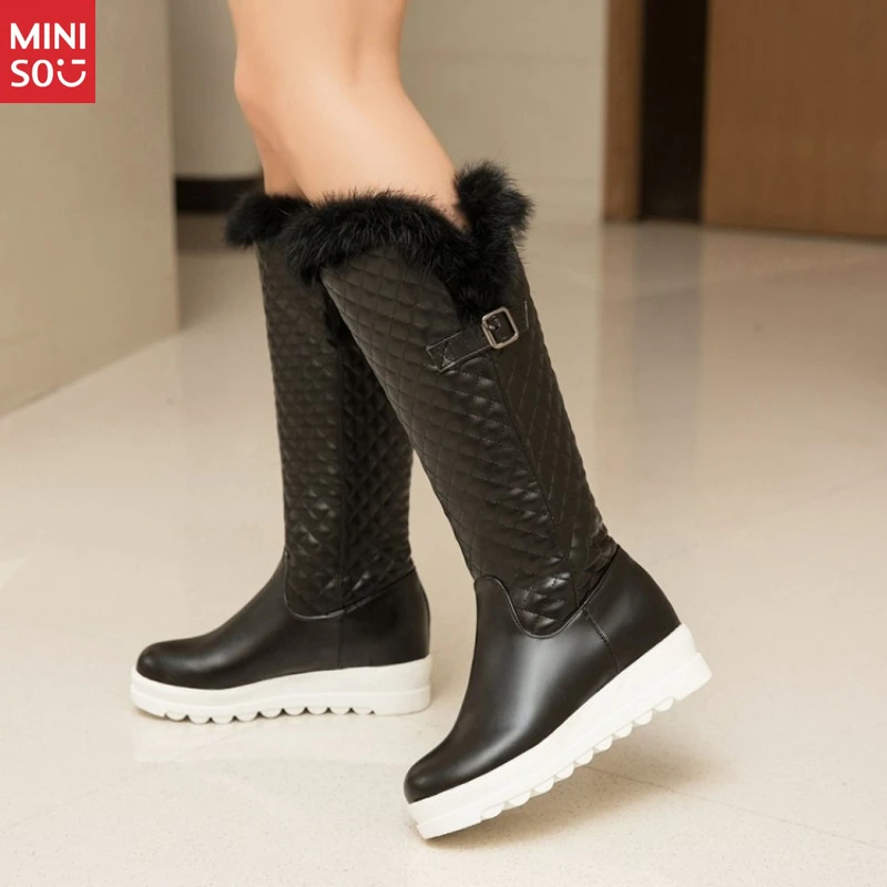 حذاء مينيسو للطلاب للثلج لشتاء 2025 |   زيادة الكعب المتوسط والارتفاع (مقاس 33-44) |   الأحذية العصرية ذات القطع العالية