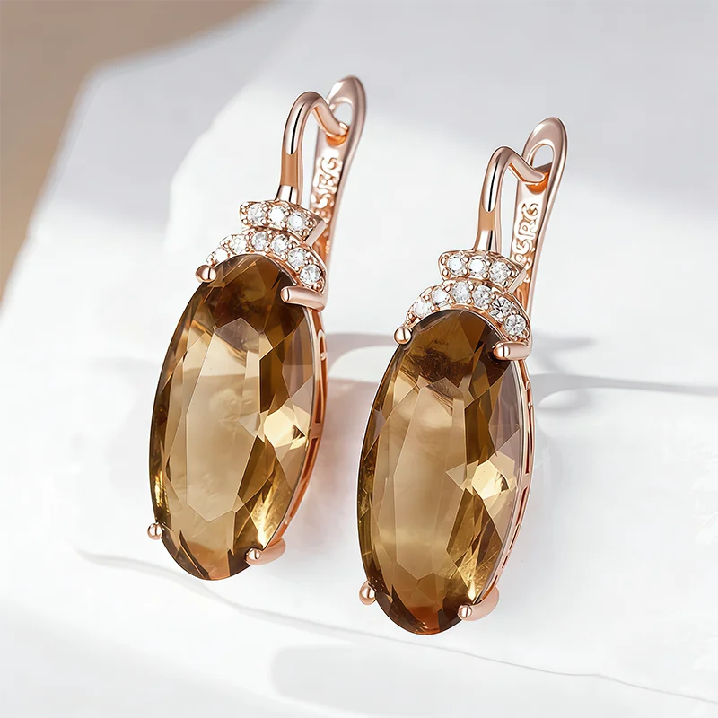 Kolczyki wiszące z brązowym ka – Statement Earrings Oversized recenzja i cena