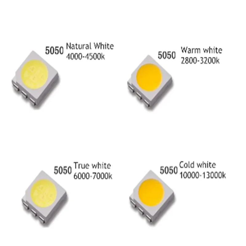 100PCS 5050 SMD LED Super Bright PURE WHITE / WARM / COLD / NATURAL 0.2W