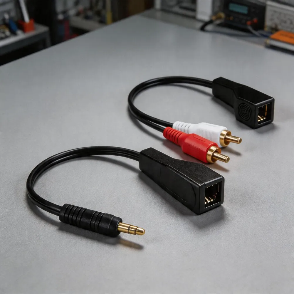 2026 Audio Network Cable Extender Pair RJ45= To 3.5mm RCA= Signal Booster 500m Long Distance Noise Reduction For HiFi Systems