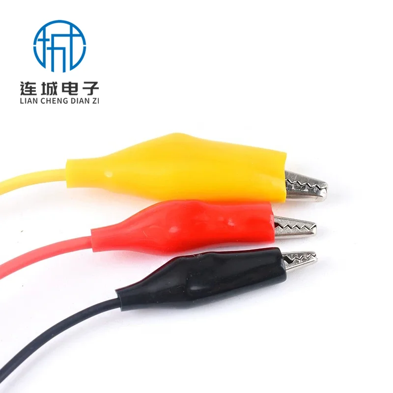 مشبك تمساح ملون مزدوج الأطراف سلك توصيل سلك اختبار سلك الطاقة، مشبك تمساح طويل 50 سم كبير ومتوسط وصغير