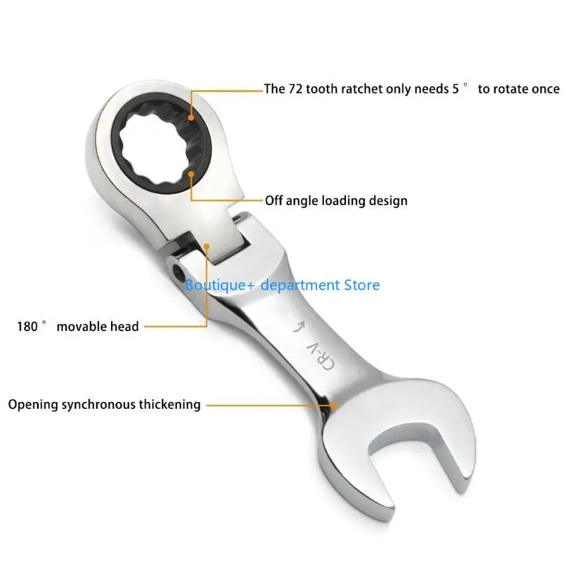 

E1PD High Torque Flexible Head Ratcheting Wrench 72 Tooth Steel Socket Wrenches for Heavy Duty Applications Fastening