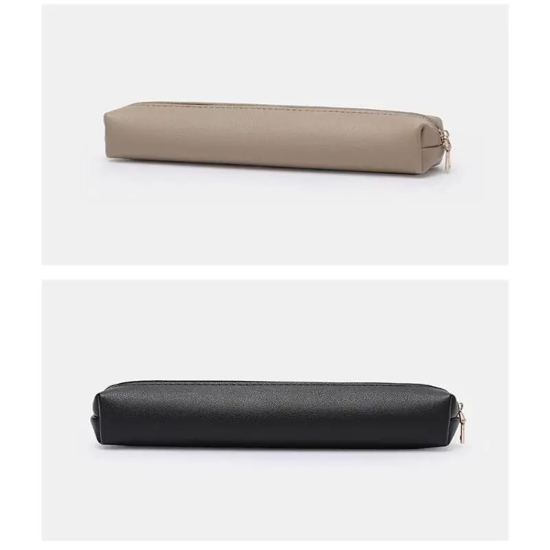 Fashion PU Leather Pen Bag Water Dirt-Proof Storage Bag Large Capacity Pencil Case Simple Stationery Box