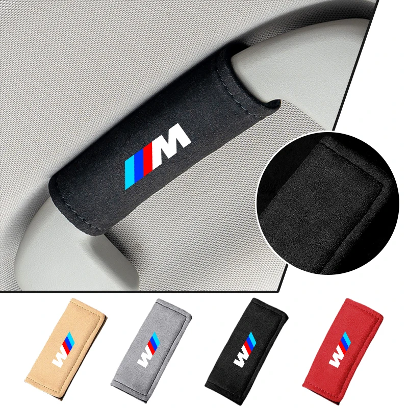 

Car Roof Armrest Inner Door Pull Handle Protection Case Suede Cover For BMW M LOGO Leather1 3 5 7 Series X1 X3 X5 X6 M Sports